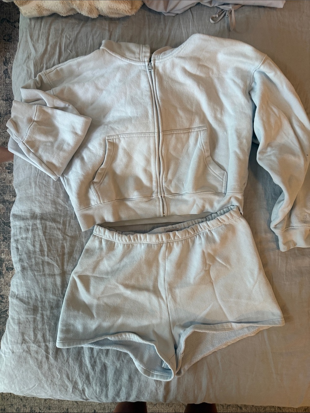 T&N Cozy Two-Piece Sweatshirt & Short Set in Pale Blue